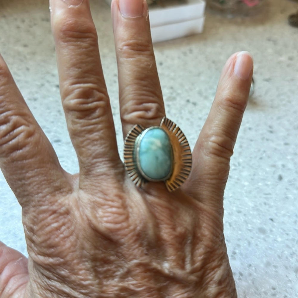 Gorgeous Sterling and Larimar Ring